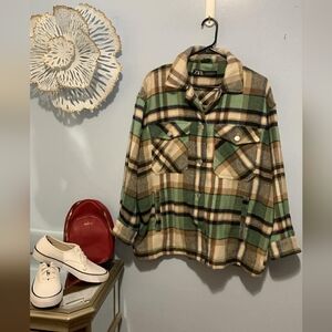 Zara Green and Brown Plaid Jacket
